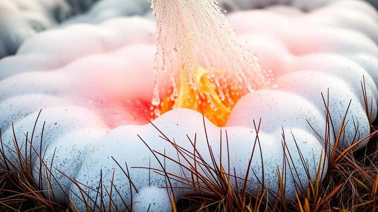 Class A firefighting foam blanketing burning wildland grass